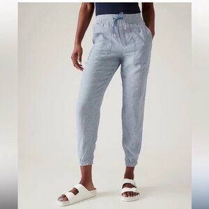 Athleta Retreat Linen Tapered Chambray Pants